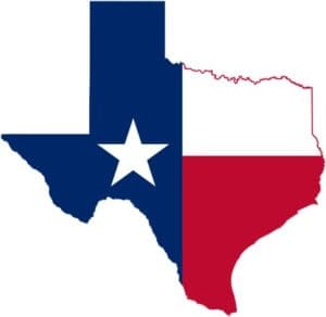 The Texas state with its red, white and blue colors.