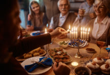 family celebrating Hanukkah