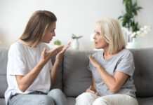 ladyhaving a conversation with an older woman