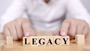 Legacy, text words typography written with wooden letter, life and business motivational inspirational