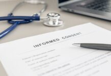Informed Consent form on doctor desk