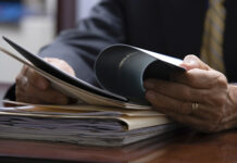 Businessman looking at paperwork