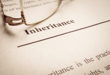 Legal inheritance word on the page about last will.