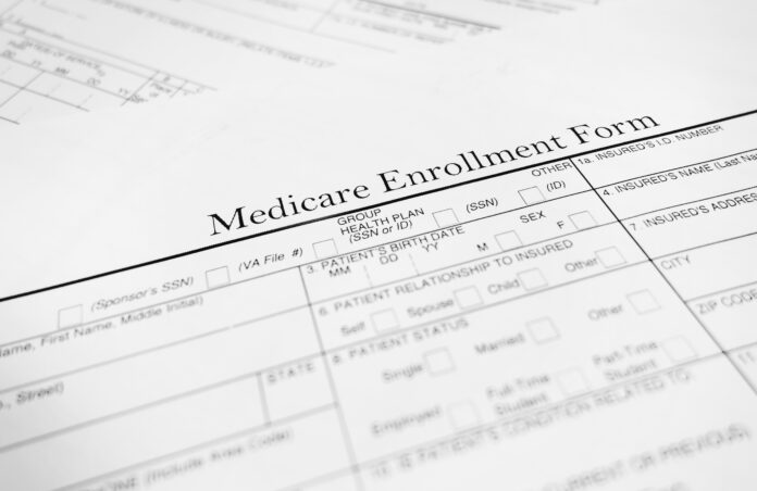 medicare form Closeup of a Medicare enrollment form