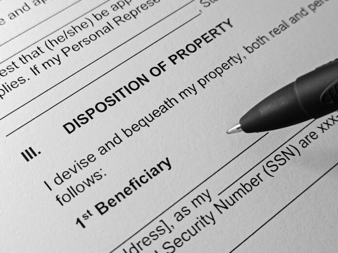 Disposition of property - This is an image of form with pen.
